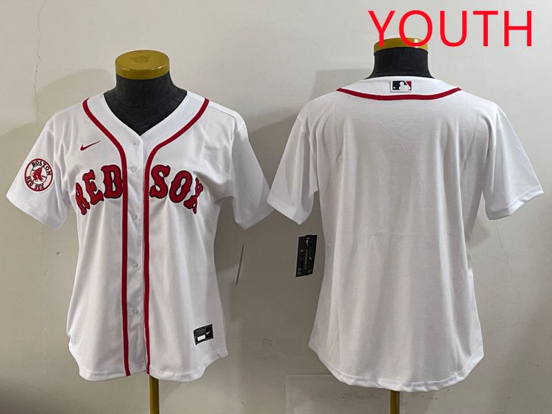 Youth 2025 Boston Red Sox Blank White Game Nike MLB Jersey style 2->youth mlb jersey->Youth Jersey